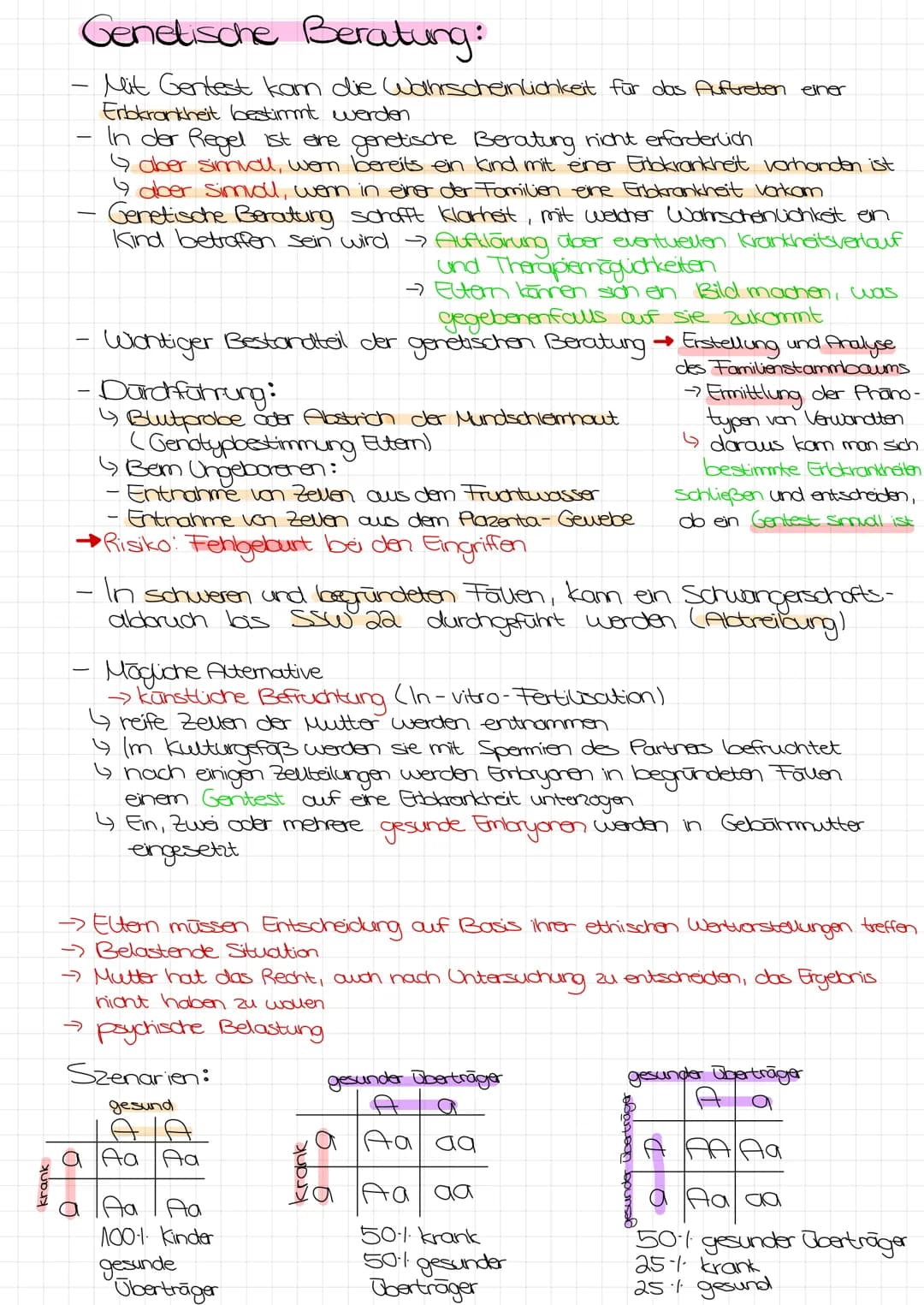 Bo Arbeit Genetik
Begriffe:
reinerbig - homozygot
=
4 da oder AA
→>>>
2 gleiche Allele
mischerbig - heterozygot
↳ Ab
Genotyp
Phänotyp
Gen: E