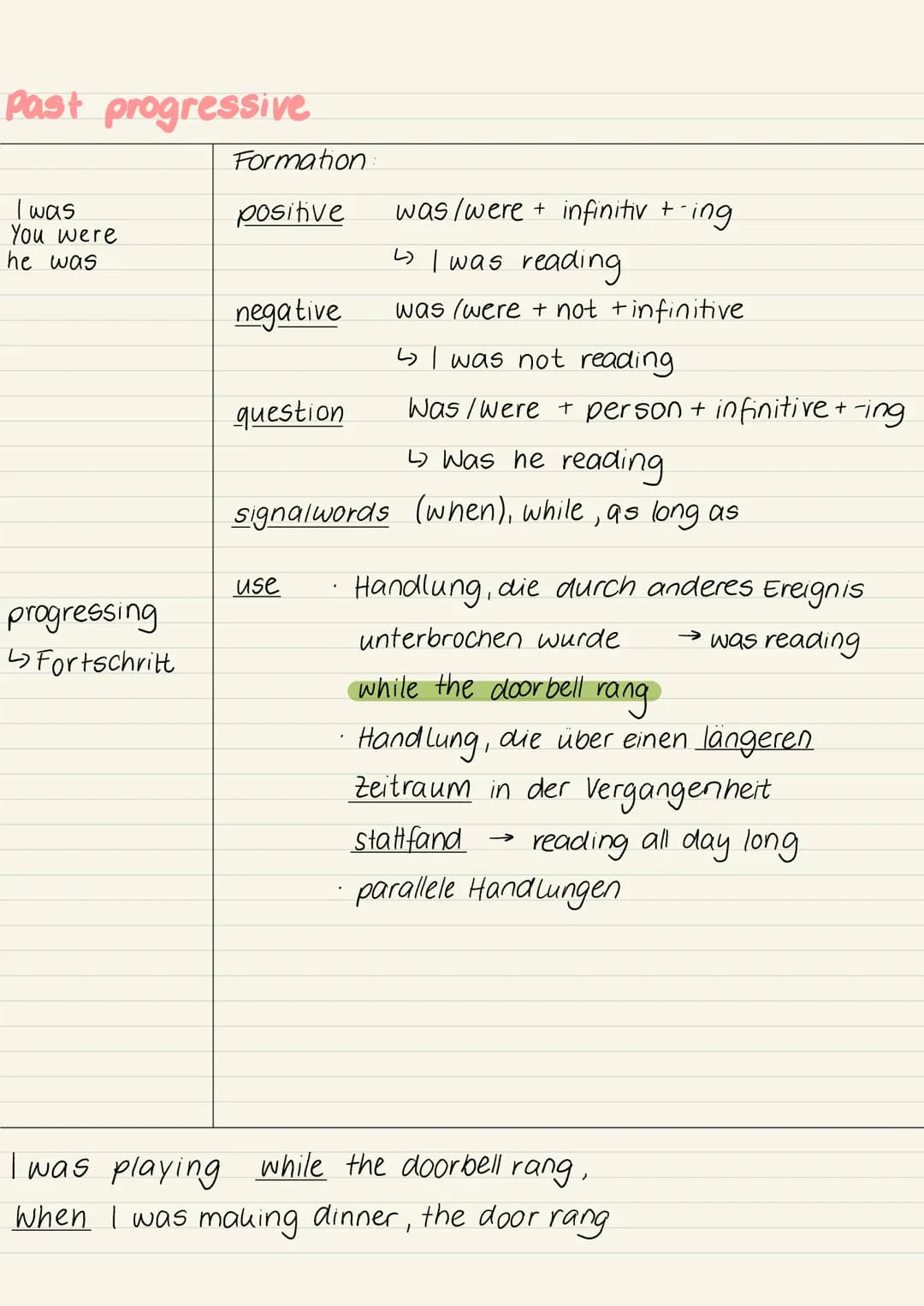 Simple Present
usually = gewöhnlich
selten
timeschedules
↳bus, train
e.g. for example
->
Formation:
positive
negative do/does (3.Singu.) not