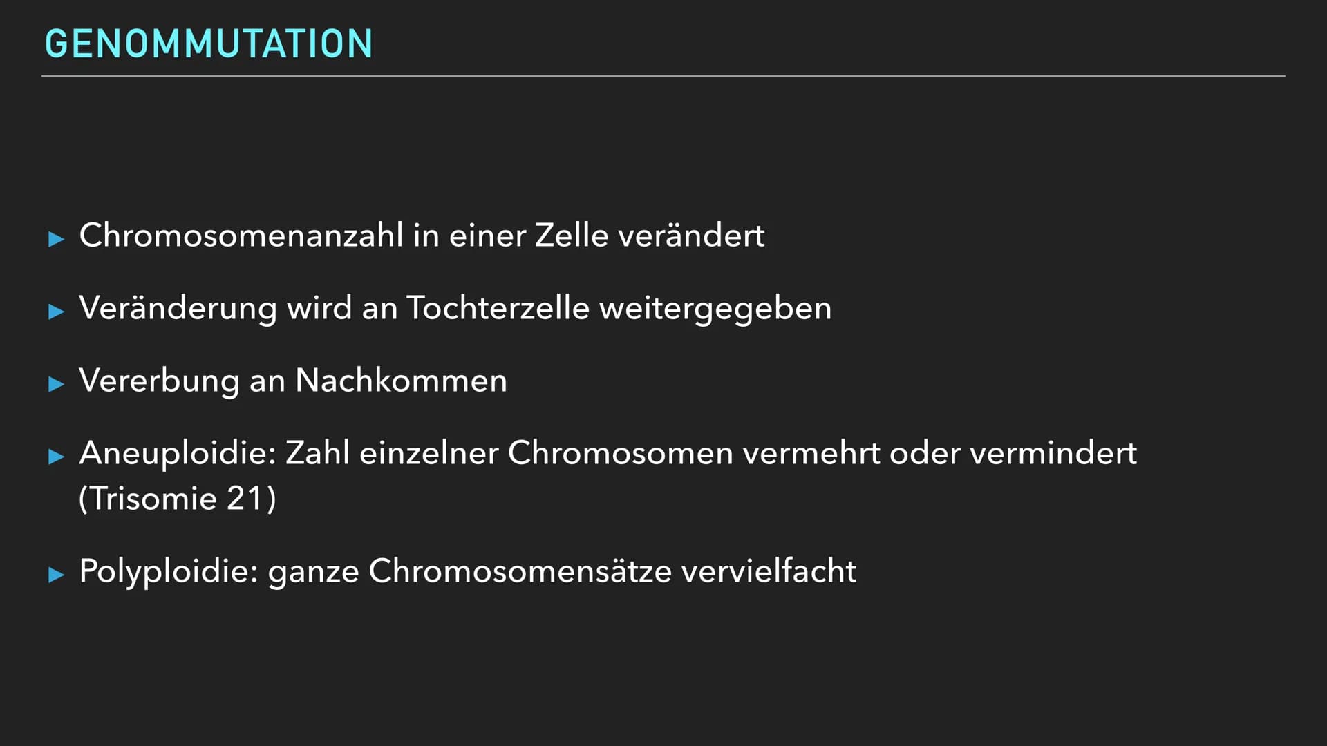 EMMA WAGENKNECHT
MUTATION GLIEDERUNG
Mutation Definition
► Mutation allgemein
► Ursachen
► Genommuationen
► Chromosomenmutation
► Genmutatio