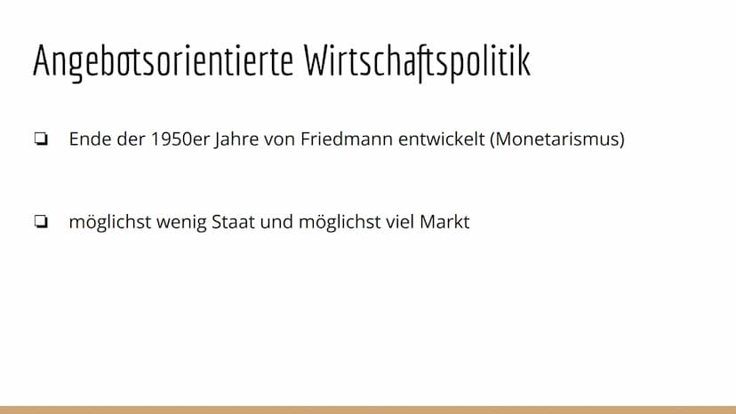 Angebotsorientierte
Wirtschaftspolitik Inhaltsangabe
Was ist Wirtschaftspolitik?
Angebotsorientierte Wirtschaftspolitik
Milton Friedman
Merk