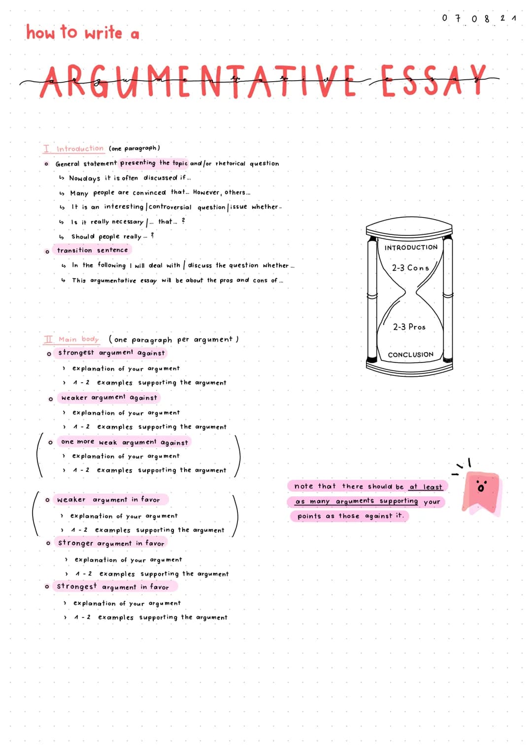 how to write a
ARGUMENTATIVE ESSAY
I. Introduction (one paragraph)
General statement presenting the topic and for rhetorical question
↳Nowda