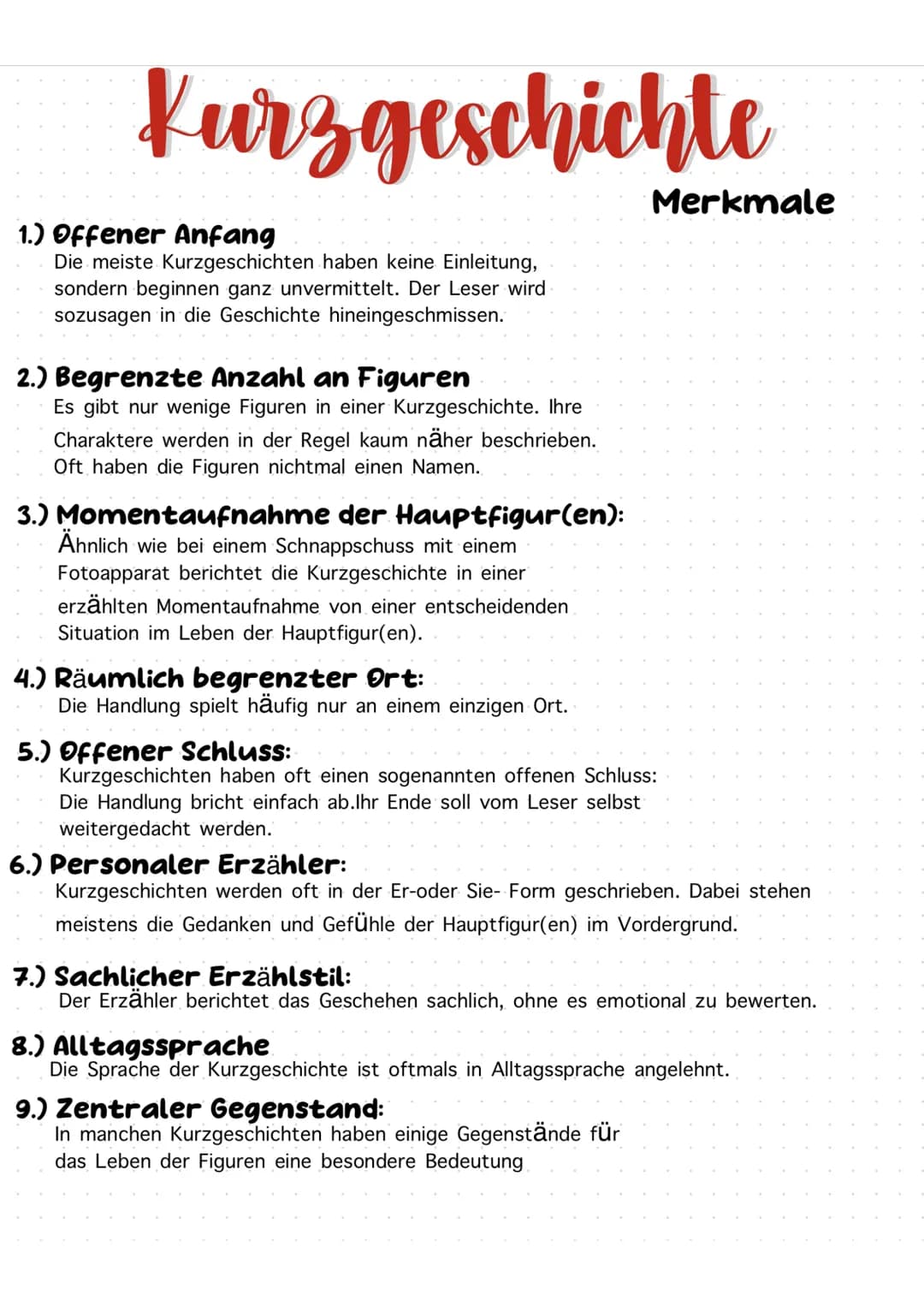 Kurzgeschichte
1.) Offener Anfang
Die meiste Kurzgeschichten haben keine Einleitung,
sondern beginnen ganz unvermittelt. Der Leser wird
sozu