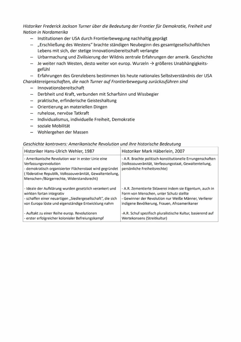 1) Die Amerikanische Revolution
Geschichte Klausur 1
1.1 Leben in den Kolonien - Ursachen und Anfänge der Revolution
Gesellschaft in den Kol