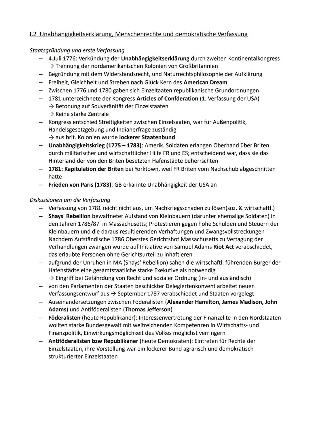 1) Die Amerikanische Revolution
Geschichte Klausur 1
1.1 Leben in den Kolonien - Ursachen und Anfänge der Revolution
Gesellschaft in den Kol