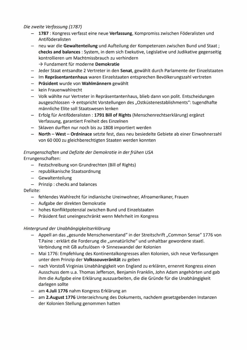 1) Die Amerikanische Revolution
Geschichte Klausur 1
1.1 Leben in den Kolonien - Ursachen und Anfänge der Revolution
Gesellschaft in den Kol