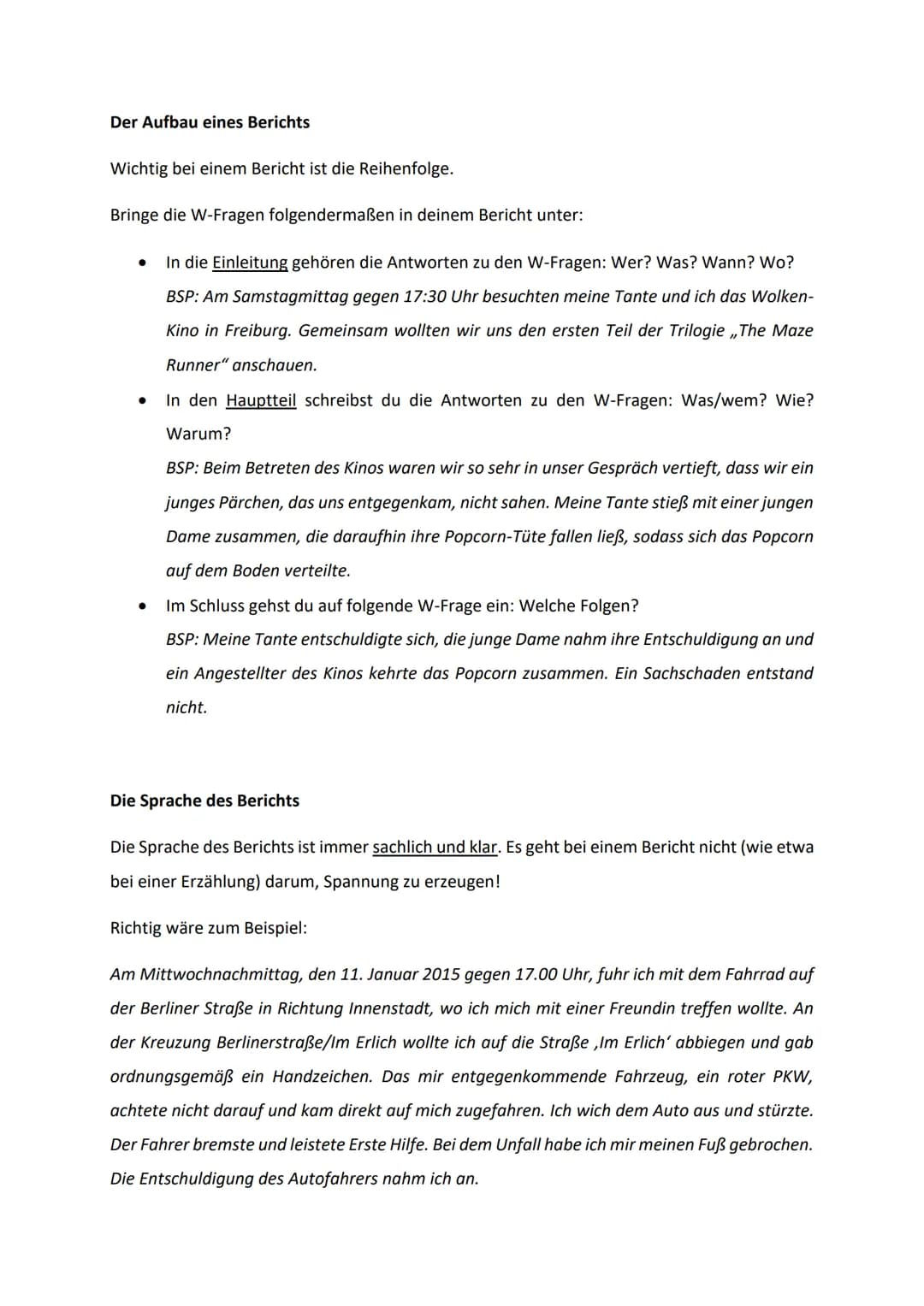 Bericht schreiben: Vorlage, Beispiele und Übungen für die 6. Klasse