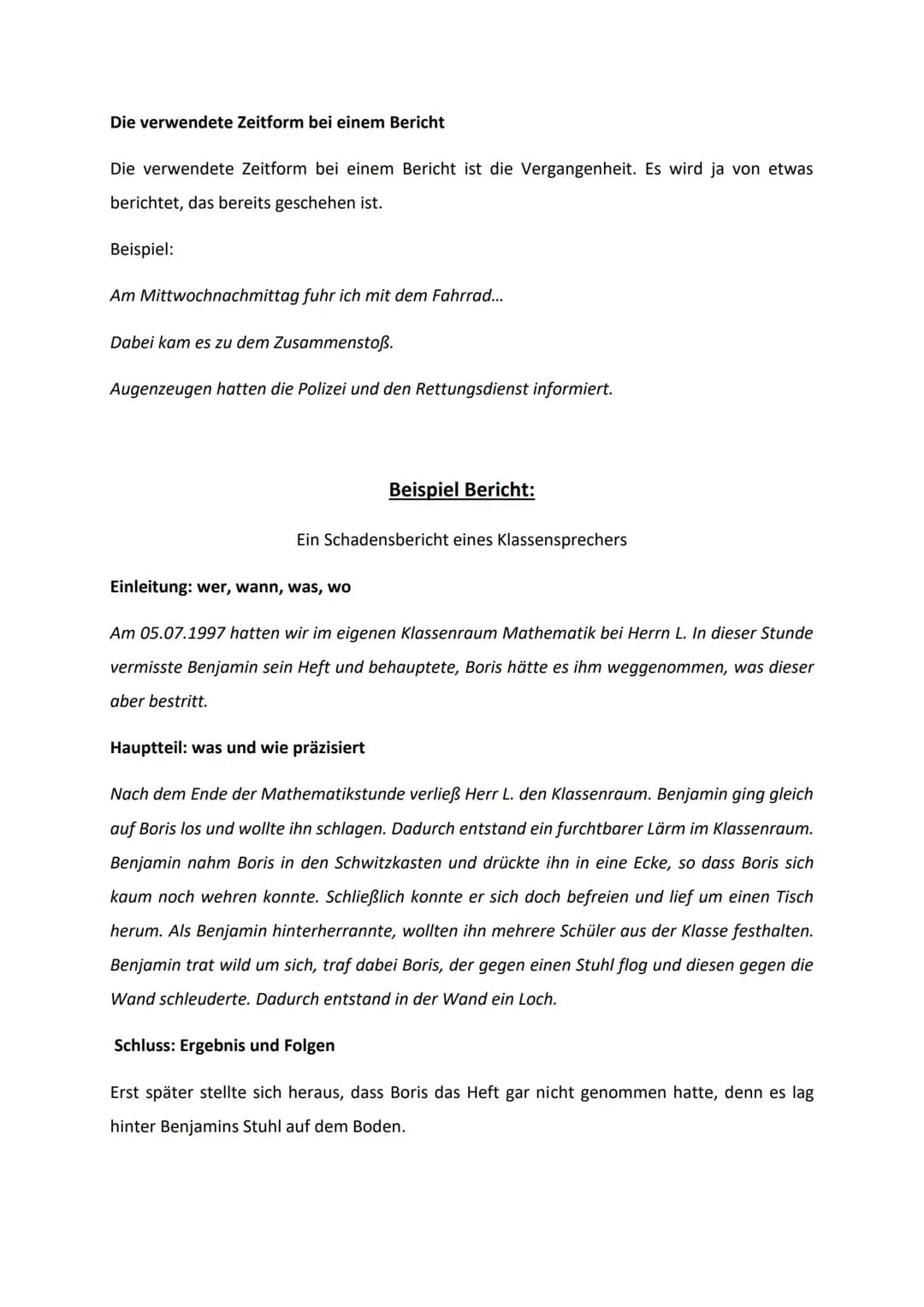 Bericht schreiben: Vorlage, Beispiele und Übungen für die 6. Klasse