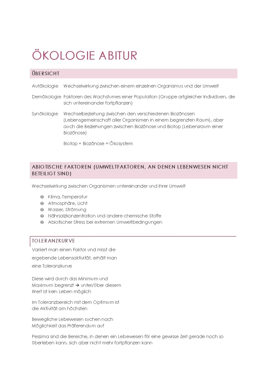 Ökologie - Abitur