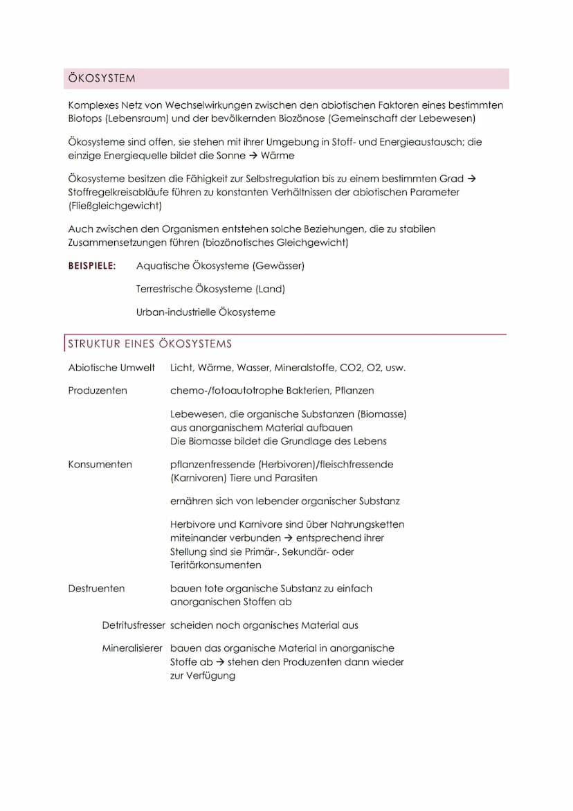 ÖKOLOGIE ABITUR
ÜBERSICHT
Autökologie Wechselwirkung zwischen einem einzelnen Organismus und der Umwelt
Demökologie Faktoren des Wachstumes 