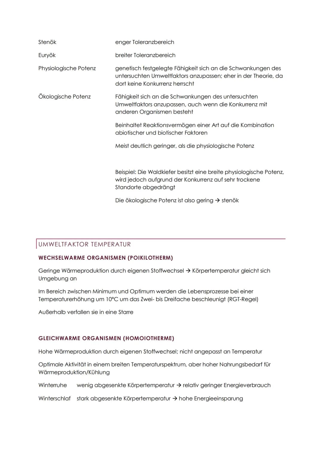 ÖKOLOGIE ABITUR
ÜBERSICHT
Autökologie Wechselwirkung zwischen einem einzelnen Organismus und der Umwelt
Demökologie Faktoren des Wachstumes 