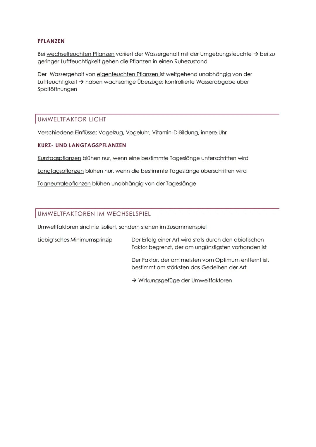 ÖKOLOGIE ABITUR
ÜBERSICHT
Autökologie Wechselwirkung zwischen einem einzelnen Organismus und der Umwelt
Demökologie Faktoren des Wachstumes 