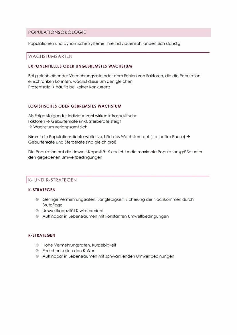 ÖKOLOGIE ABITUR
ÜBERSICHT
Autökologie Wechselwirkung zwischen einem einzelnen Organismus und der Umwelt
Demökologie Faktoren des Wachstumes 