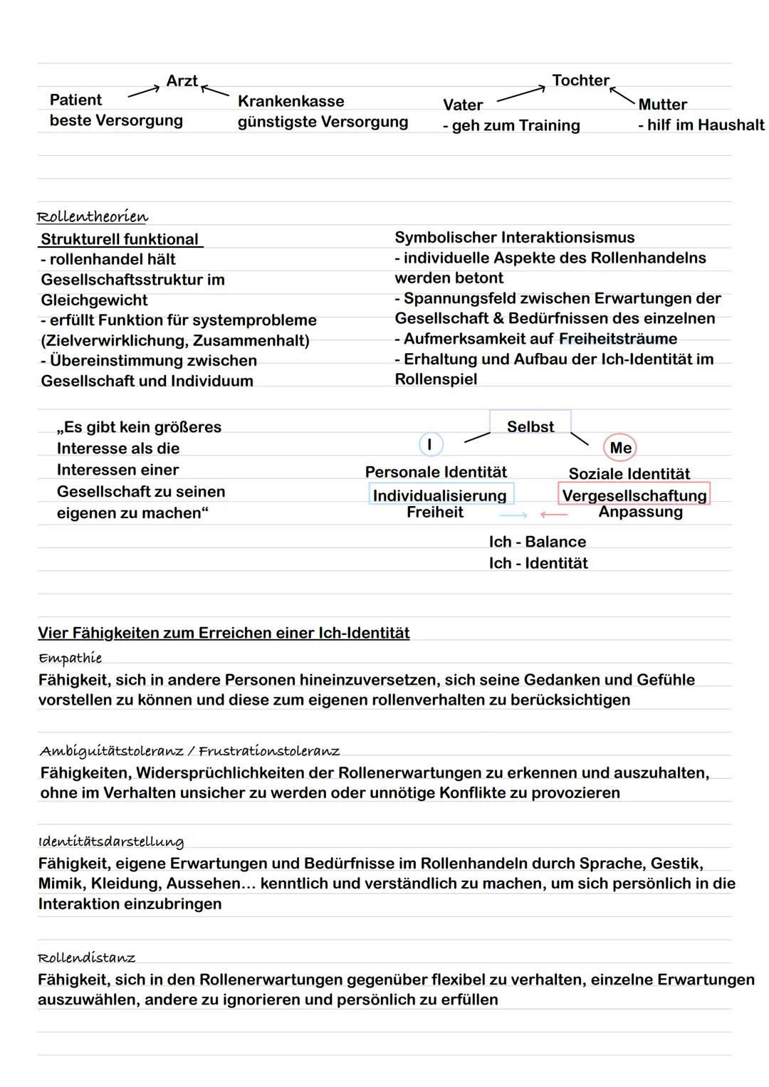 Rollenkonflikte
Definition: Soziale Rolle
- die Summe von Erwartungen an das soziale Verhalten eines Menschen, der eine bestimmte
soziale Po