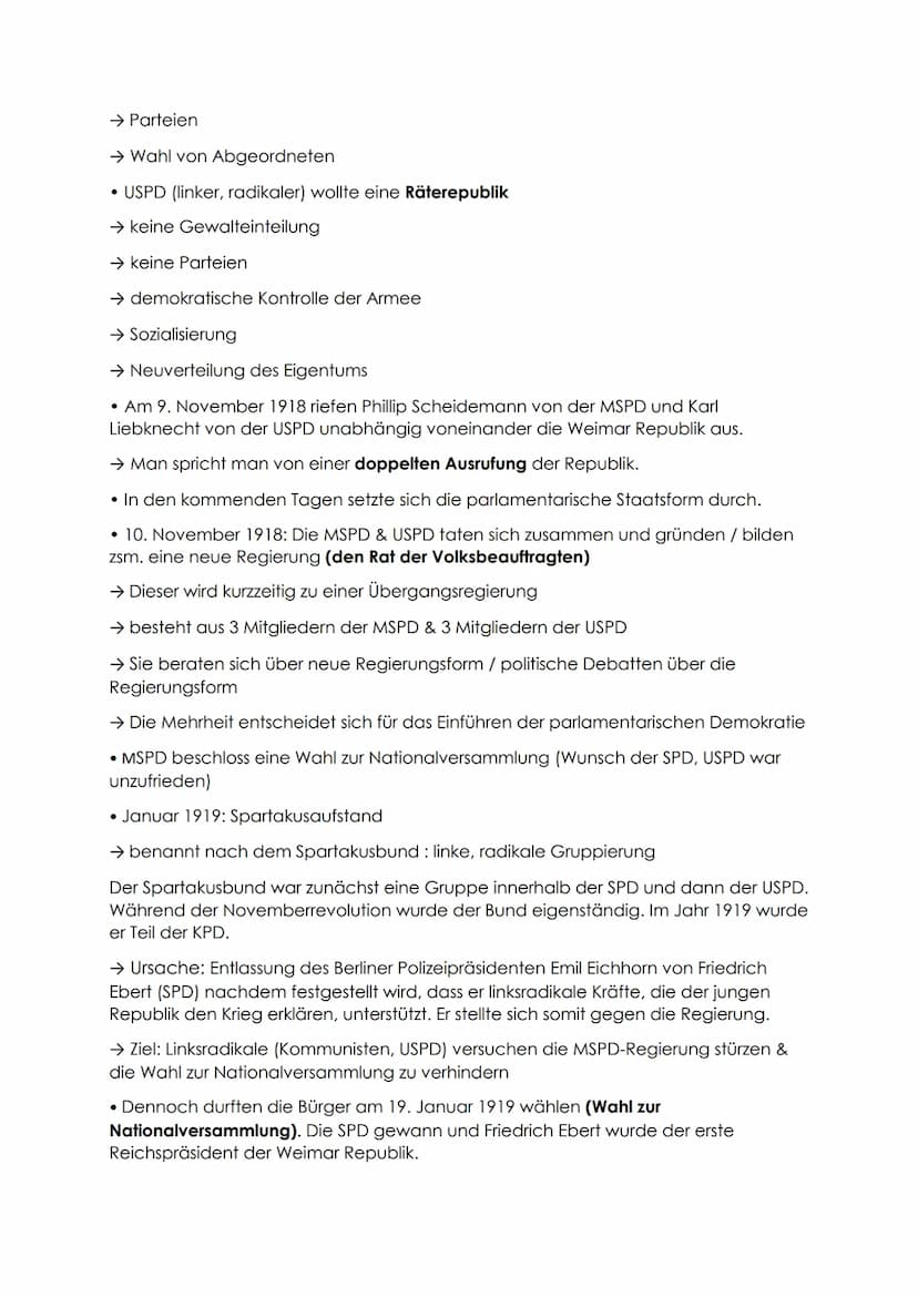 Die Weimarer Republik
Gründung
9. November 1918
Nach dem 1. Weltkrieg wurde Deutschland zum ersten Mal eine Demokratie. Nun
konnte das Volk 