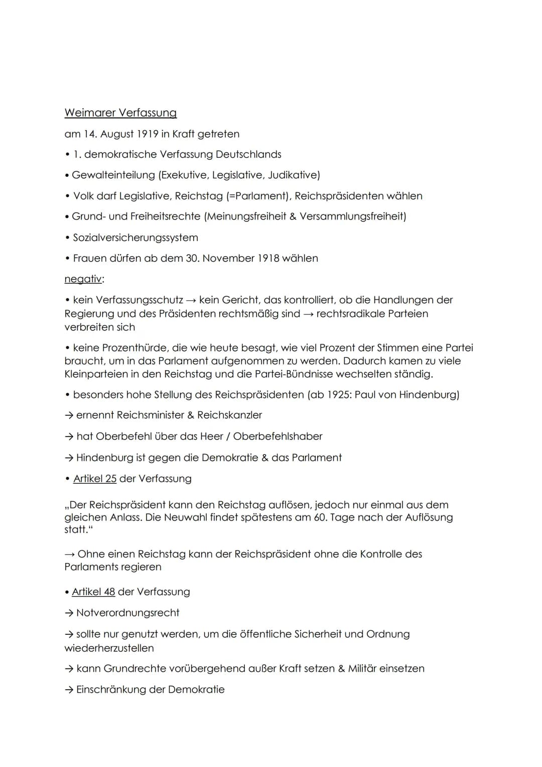 Die Weimarer Republik
Gründung
9. November 1918
Nach dem 1. Weltkrieg wurde Deutschland zum ersten Mal eine Demokratie. Nun
konnte das Volk 