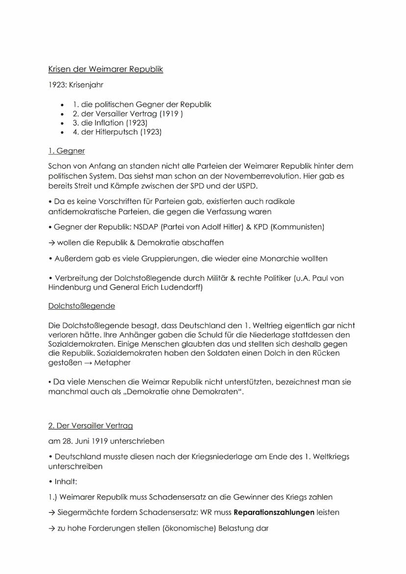 Die Weimarer Republik
Gründung
9. November 1918
Nach dem 1. Weltkrieg wurde Deutschland zum ersten Mal eine Demokratie. Nun
konnte das Volk 