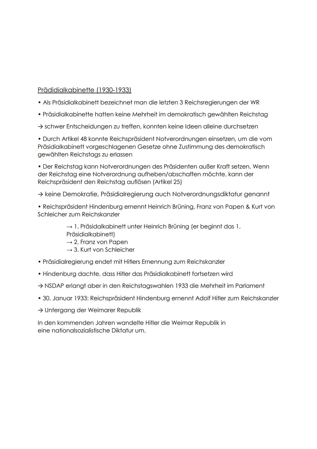 Die Weimarer Republik
Gründung
9. November 1918
Nach dem 1. Weltkrieg wurde Deutschland zum ersten Mal eine Demokratie. Nun
konnte das Volk 