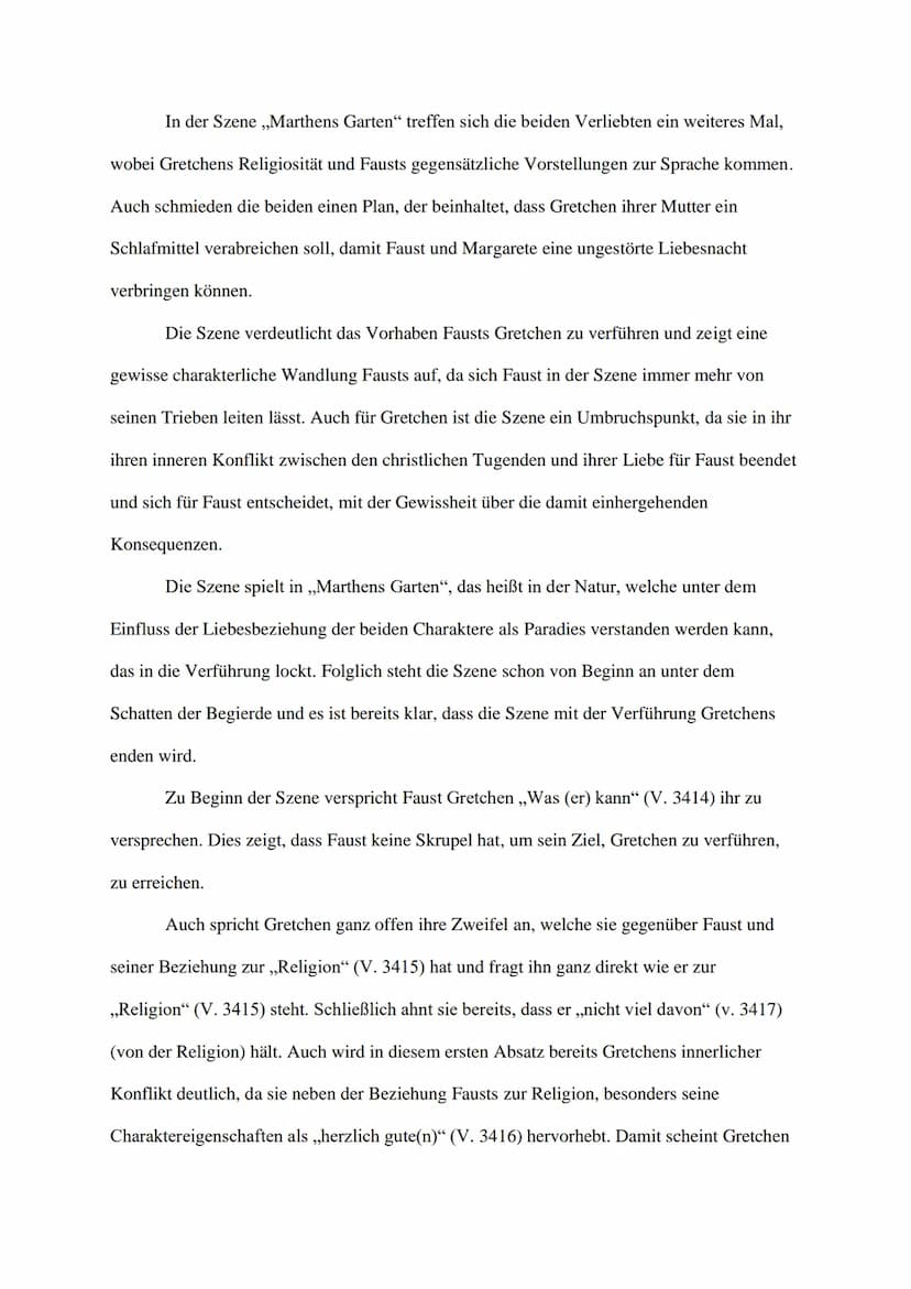 Szenenanalyse: Marthens Garten
Das Drama ,,Faust - Der Tragödie Erster Teil", geschrieben von Johann Wolfgang
von Goethe und erschienen im J