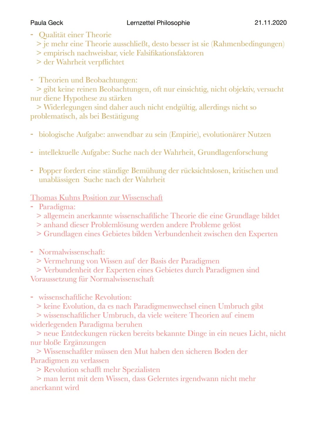 Paula Geck
Wissenschaft
In der Wissenschaft ist es jedem Einzelnen überlassen, die
Richtigkeit eines wissenschaftlichen Satzes durch eigenes