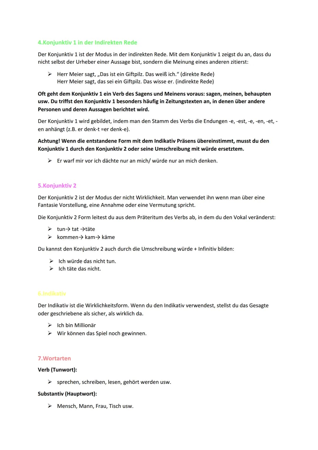 Deutsch KA Rechtschreibung
1. Kommasetzung
2. Das oder Dass?
3. Zeitformen
4. Konjunktiv 1 in der Indirekten Rede
5. Konjunktiv 2
6. Indikat
