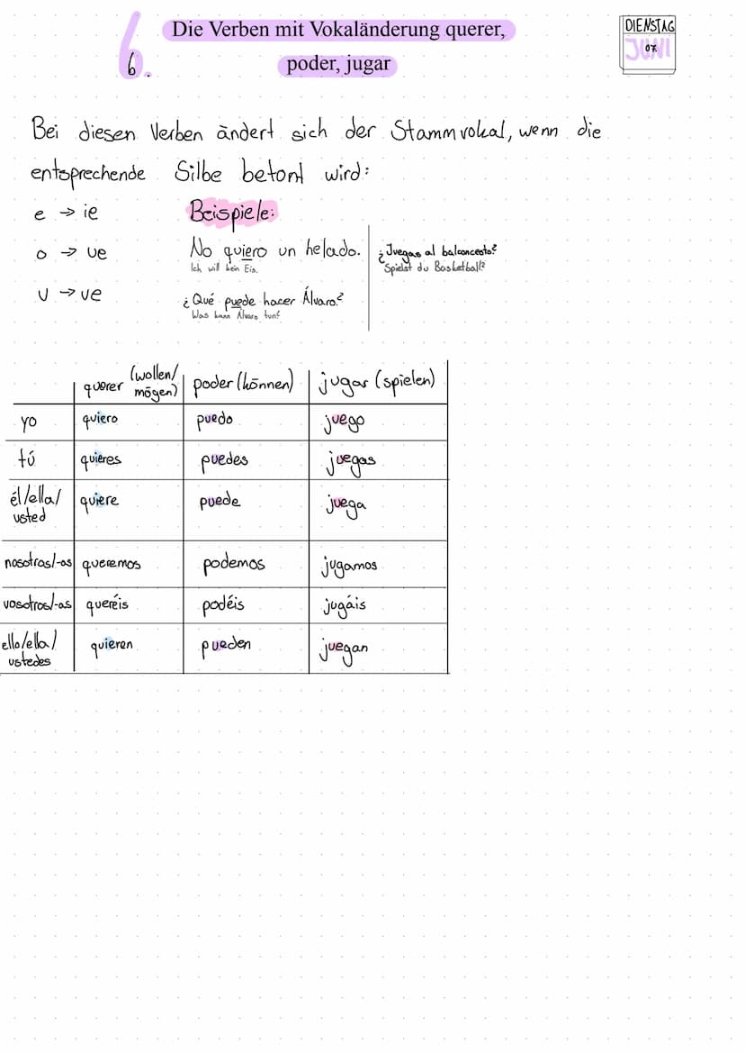 Grammatikheft yo
오
tú
él/ella
usted
4. DIE VERBEN AUF -AR
1. die
-ER UND - IR
TOMAR COMPRENDER SUBIR
tomo
comprendo
subo
tomas comprendes.
t