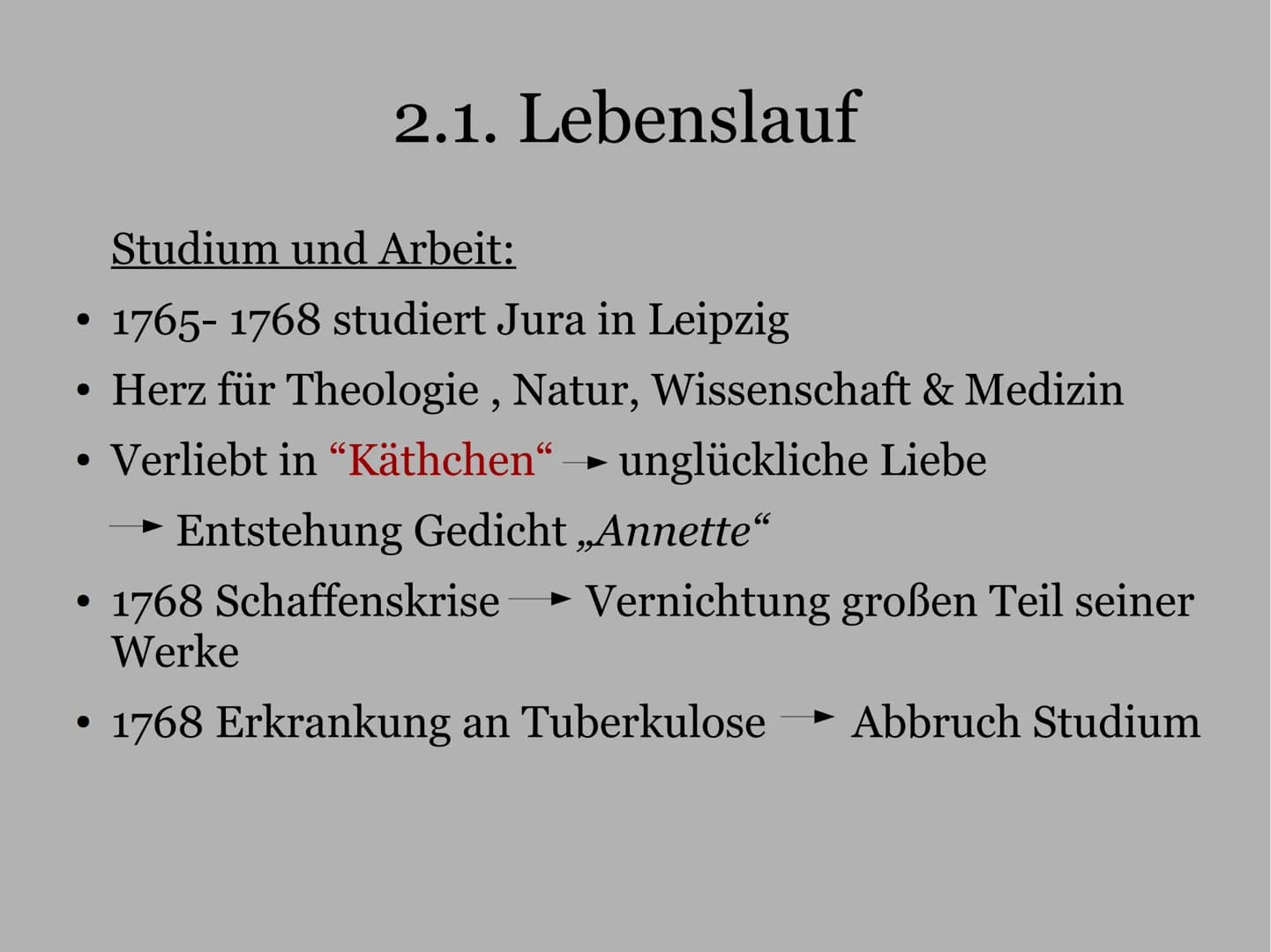 Johann Wolfgang von Goethe
Deutschvortrag
Schuljahr 2021/2022
Klasse 10
07.03.2022 1. Einleitung
2. Hauptteil
2.1. Lebenslauf
Gliederung
2.1