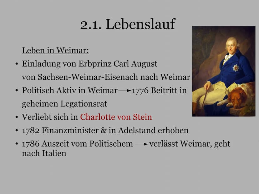 Johann Wolfgang von Goethe
Deutschvortrag
Schuljahr 2021/2022
Klasse 10
07.03.2022 1. Einleitung
2. Hauptteil
2.1. Lebenslauf
Gliederung
2.1