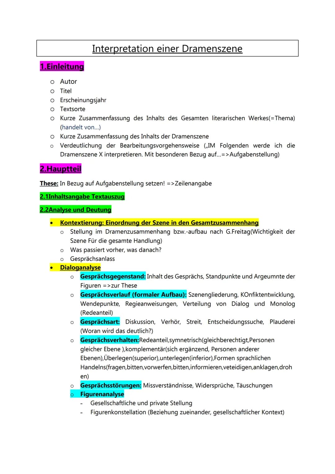 1.Einleitung
O Autor
O Titel
O Erscheinungsjahr
Textsorte
o Kurze Zusammenfassung des Inhalts des Gesamten literarischen Werkes(=Thema)
(han