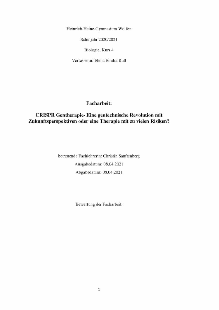 Know Facharbeit Biologie zum Thema CRISPR Gentherapie thumbnail