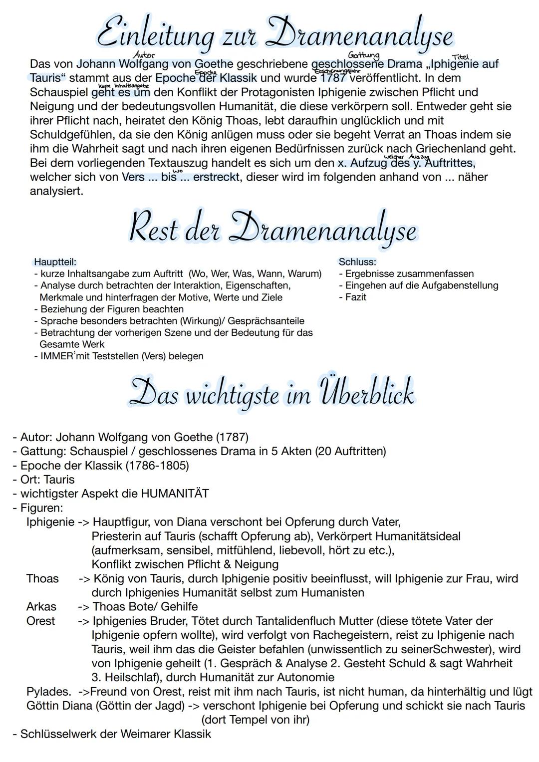 Autor
Titel
Das von Johann Wolfgang von Goethe geschriebene geschlossene Drama ,,Iphigenie auf
Tauris" stammt aus der Epoche der Klassik und