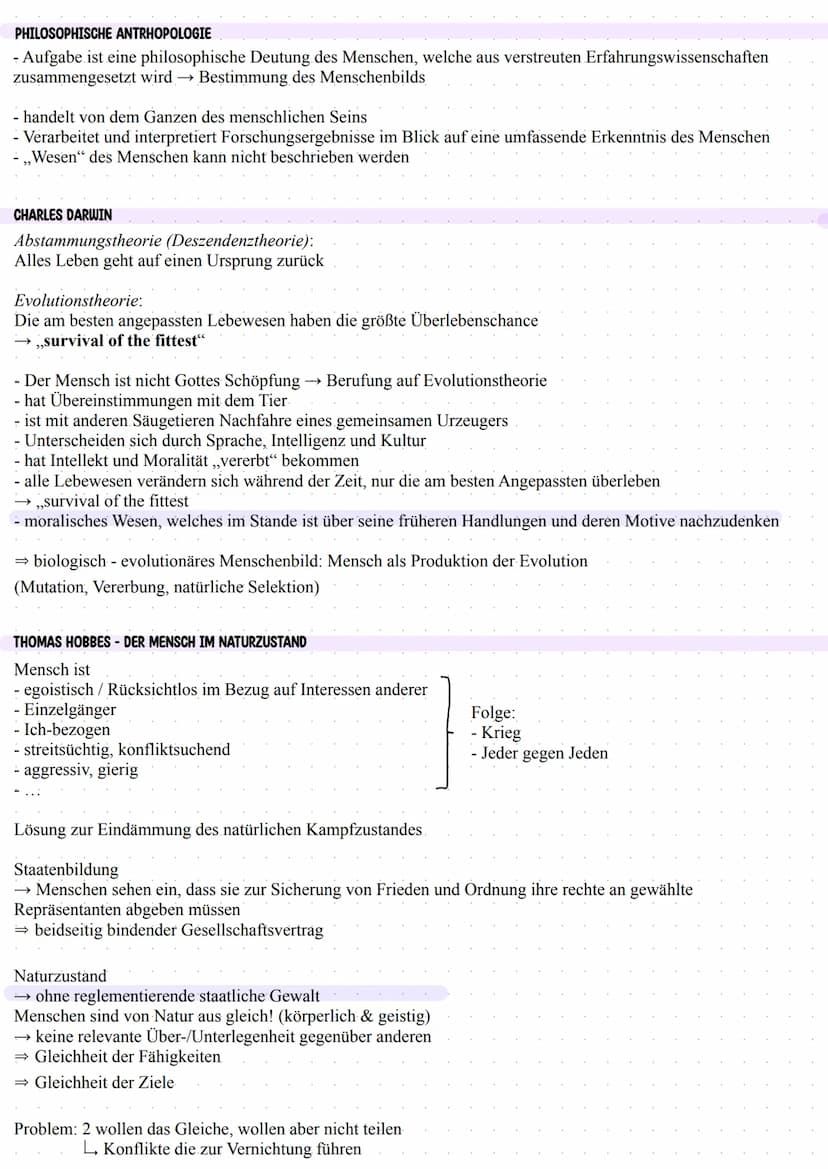 ETHIK LERNZETTEL ANTHROPOLOGIE & PLURALISMUS
ANTHROPOLOGIE
FUNKTIONEN VON MENSCHENBILDERN
- Gestaltung unseres Daseins
- werden in unserer L
