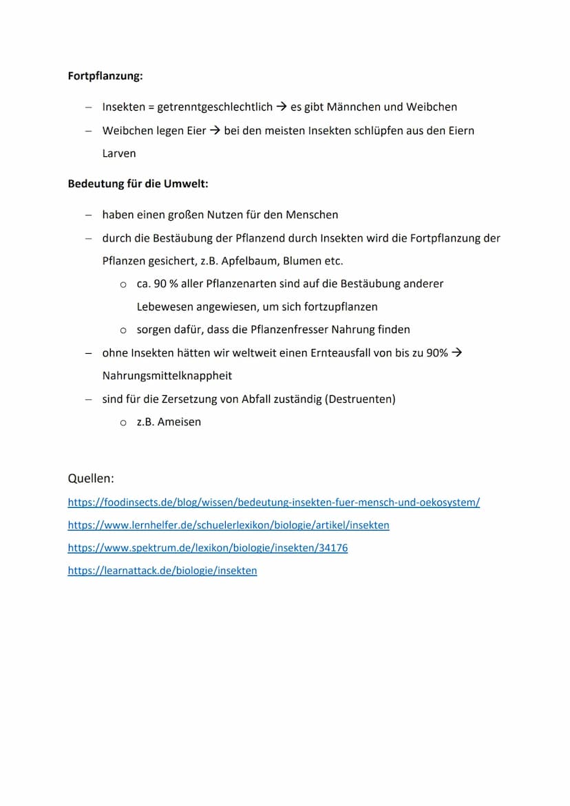 Definition:
Artenreichste Klasse der Gliedertiere (Arthropoda)
Gehören zu den wirbellosen Tieren
60% aller Tierarten auf der Welt sind Insek