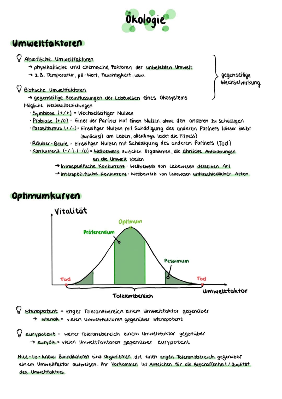 Umweltfaktoren
Abiotische Umweltfaktoren
→ physikalische und chemische Faktoren der unbelebten Umwelt
→ 2. B. Temperatur, pH-Wert, Feuchtigk