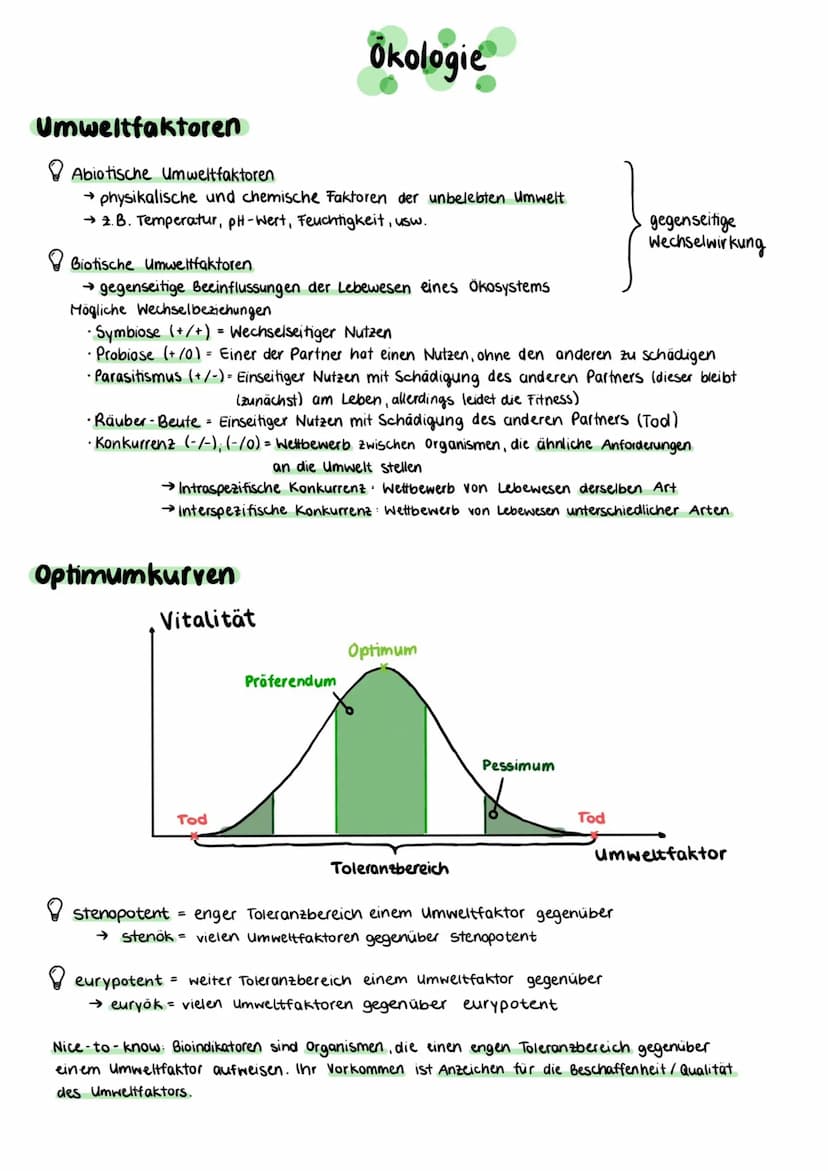 Umweltfaktoren
Abiotische Umweltfaktoren
→ physikalische und chemische Faktoren der unbelebten Umwelt
→ 2. B. Temperatur, pH-Wert, Feuchtigk