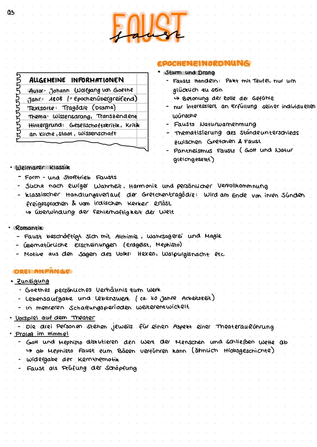 Q3
عهسمه
ALLGEMEINE INFORMATIONEN
Autor: Johann Wolfgang von Goethe
Jahr: 1808 (= Epochenübergreifend)
Textsorte: Tragödie (Drama)
Thema: Wi