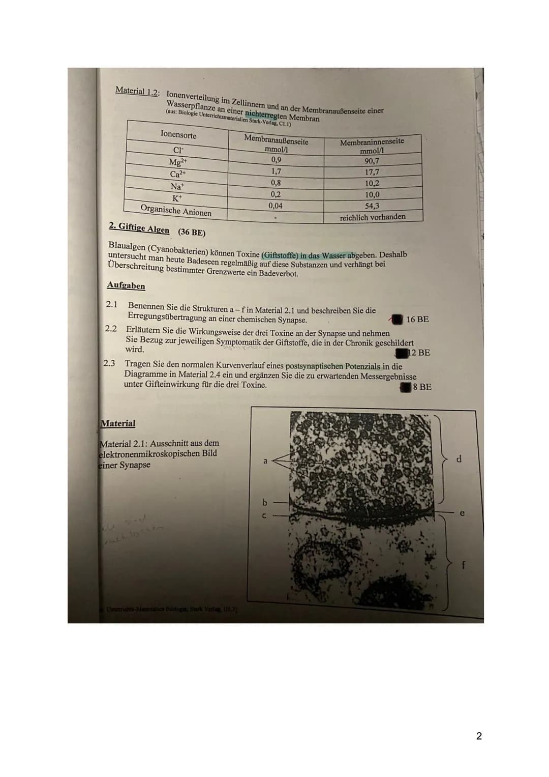 1: Aktionspotenziale bei Tieren und Pflanzen (34 BE)
Erst seit einigen Jahrzehnten weiß man, dass auch bei Pflanzen
elektrophysiologische Pr