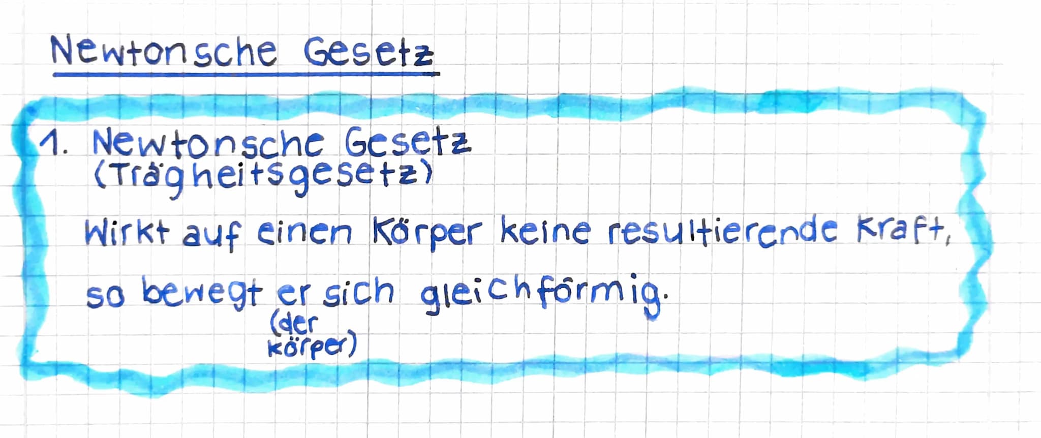 Newtonsche Gesetz
1. Newtonsche Gesetz
(Tragheitsgesetz)
Wirkt auf einen Körper keine resultierende kraft,
so bewegt er sich gleichförmig.
(