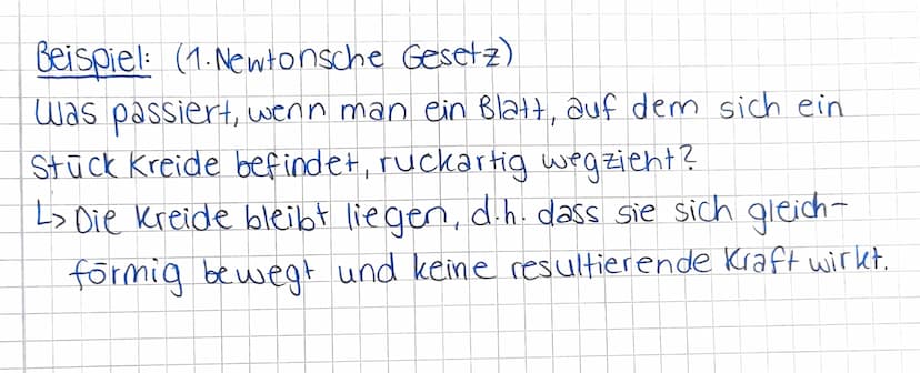 Newtonsche Gesetz
1. Newtonsche Gesetz
(Tragheitsgesetz)
Wirkt auf einen Körper keine resultierende kraft,
so bewegt er sich gleichförmig.
(