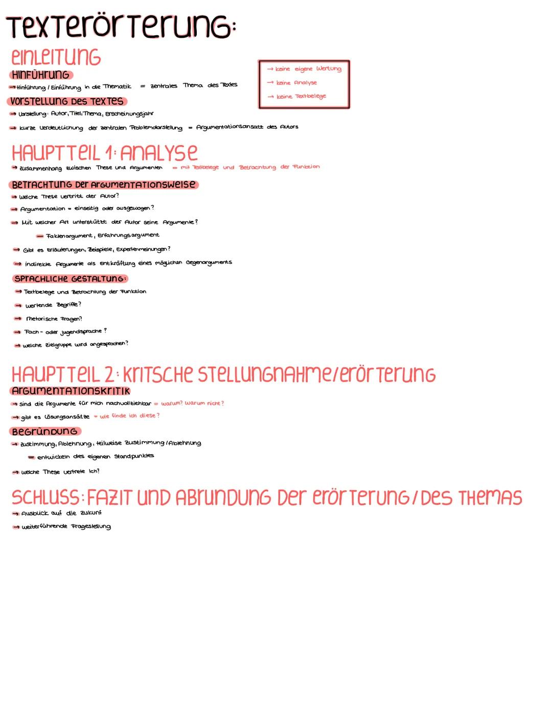 # Texterörterung:

EINLEITUNG

HINFÜHRUNG

- Hinführung / Einführung die Thematik = zentrales Thema des Textes

VORSTELLUNG DES TEXTES

- Vo