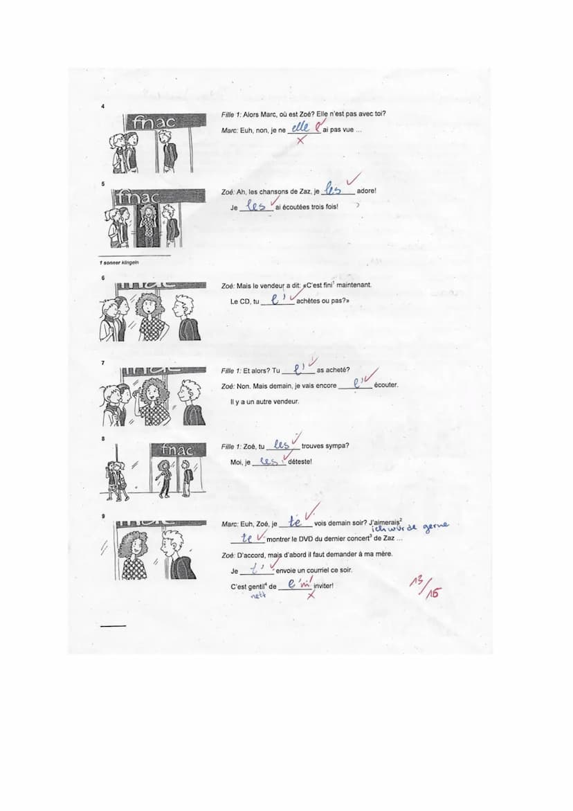 Vierte KA Französisch
(1)
Pendant le cours de maths, une élève donne un papier à sa voisine, Lucie. C'est un message de Manon.
(Während des 