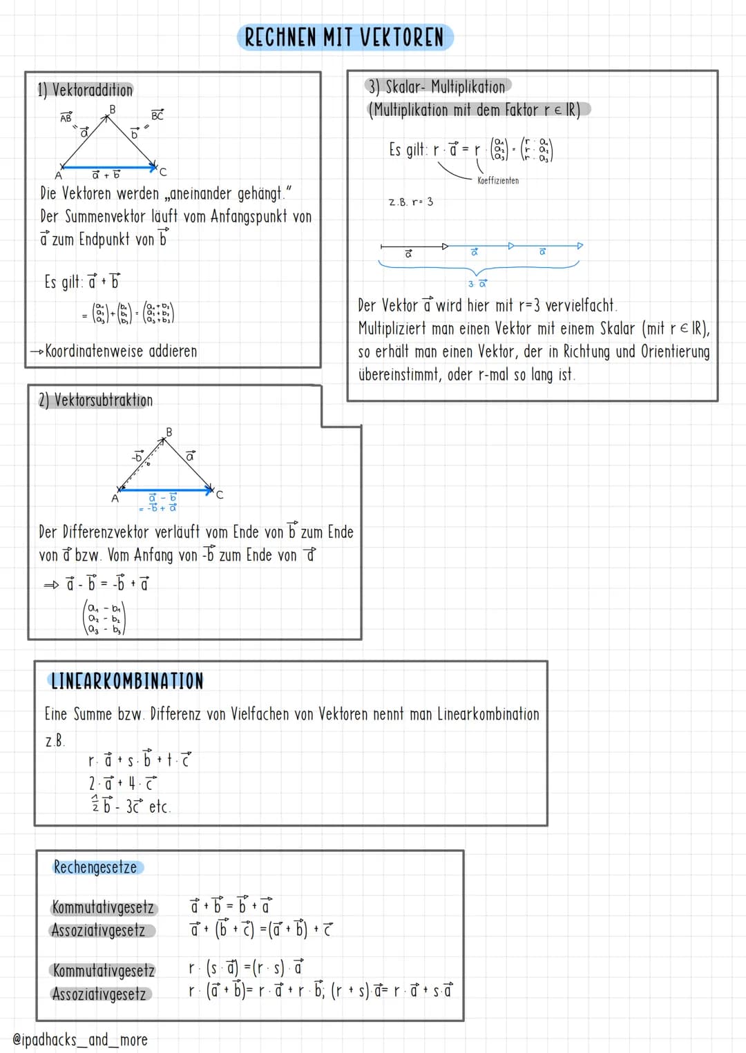 Definition (geometrisch)
Die Menge aller Pfeile, die in Länge, Richtung (parallel) und Orientierung
(Pfeilspitze) übereinstimmen, heißt Vekt