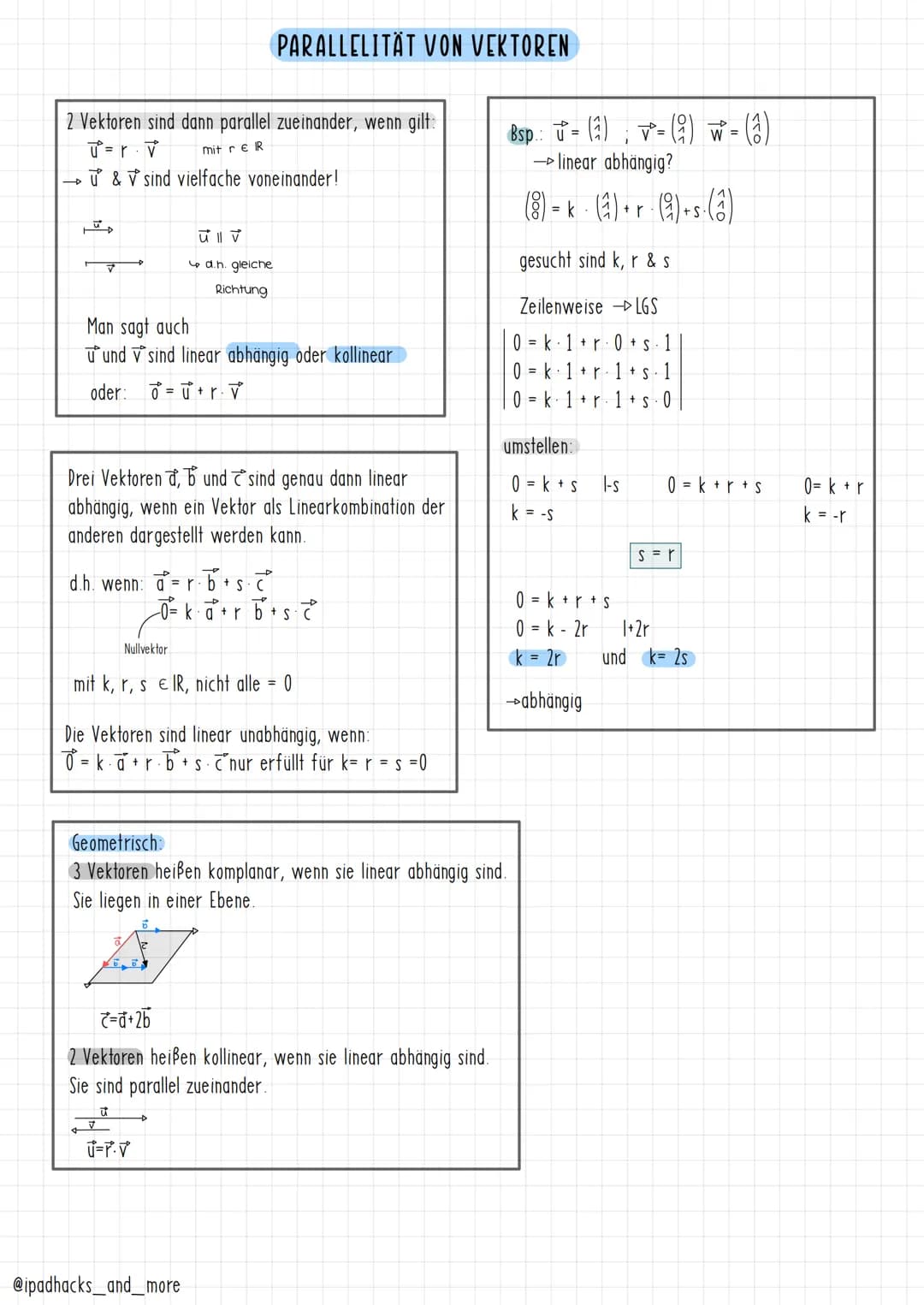 Definition (geometrisch)
Die Menge aller Pfeile, die in Länge, Richtung (parallel) und Orientierung
(Pfeilspitze) übereinstimmen, heißt Vekt