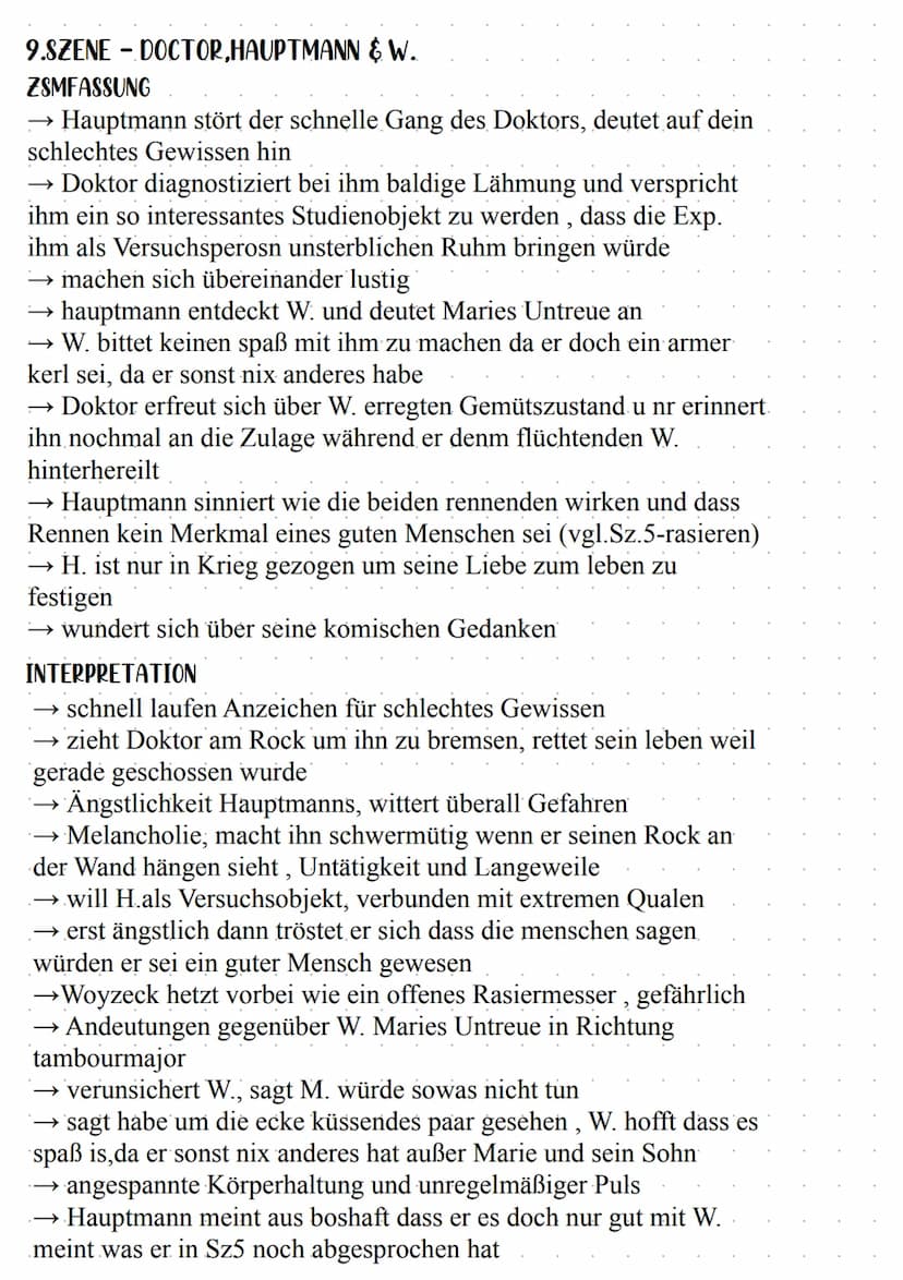 1. SZENE-WOYZECK & ANDRES FREIES FELD
ZSMFASSUNG
→ Woyzeck und Andres schneiden Stöcke vom Gebüsch
W. meint sich auf Richtstätte zu befinden