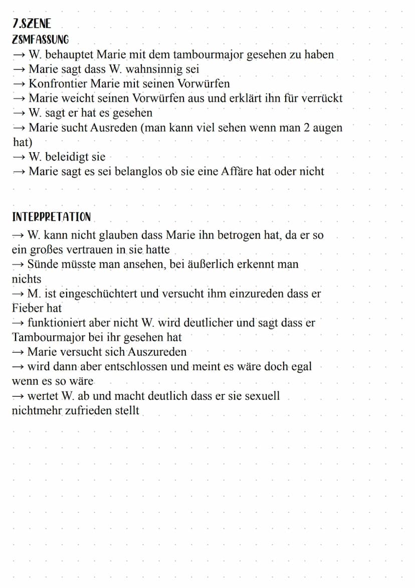 1. SZENE-WOYZECK & ANDRES FREIES FELD
ZSMFASSUNG
→ Woyzeck und Andres schneiden Stöcke vom Gebüsch
W. meint sich auf Richtstätte zu befinden