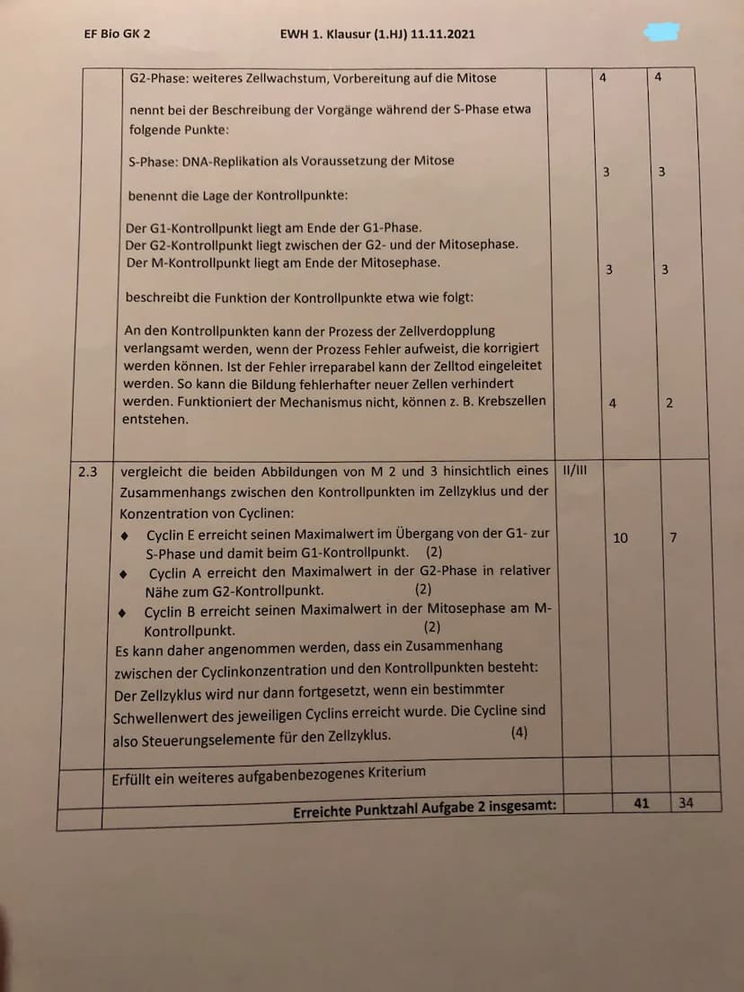 EF Biologie GK 3 -
Material 2.2: Der Zellzyklus
Der Prozess der Zellverdopplung setzt sich aus der Mitose und der Interphase zusammen. Die
I