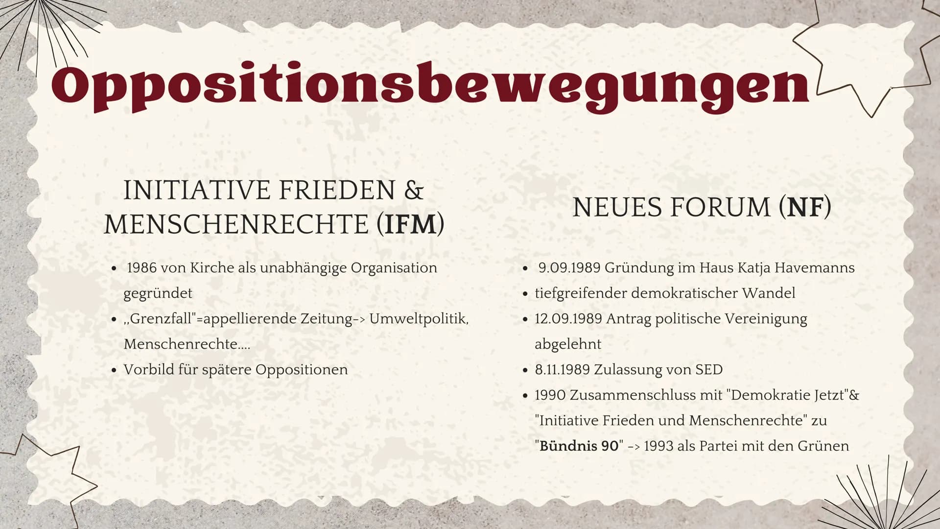 Oppositionen
in der DDR • 17. Juni 1953 Volksaufstand blutig niedergeschlagen-> Mehrheit wollte keine
kommunistische Herrschaft
Vorgeschicht