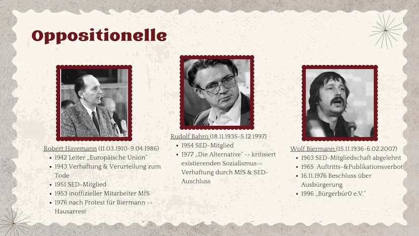 Oppositionen
in der DDR • 17. Juni 1953 Volksaufstand blutig niedergeschlagen-> Mehrheit wollte keine
kommunistische Herrschaft
Vorgeschicht