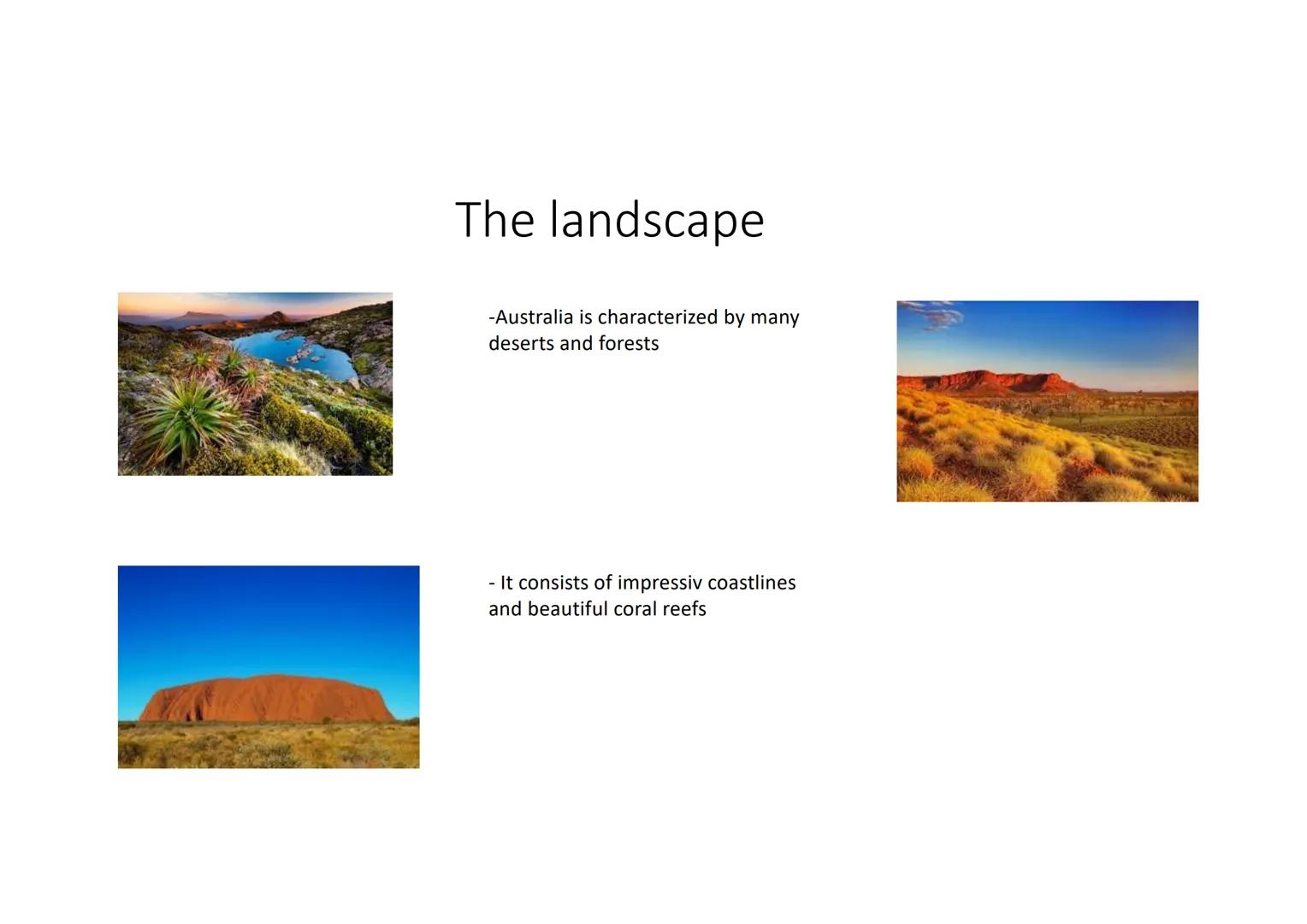Australia Facts about Australia
●
It lies between the indien and pacific ocean
The capital is canberra
• The largest cities are Sydney, Bris