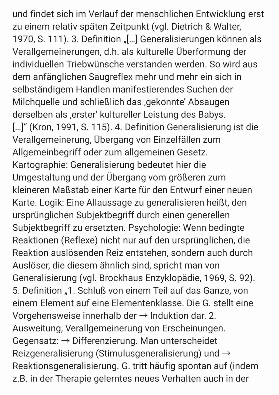 Generalisierung Generalisierung bezeichnet in der
Lernpsychologie die Tatsache, dass gelernte
Verhaltensweisen nicht nur durch die im Lernpr
