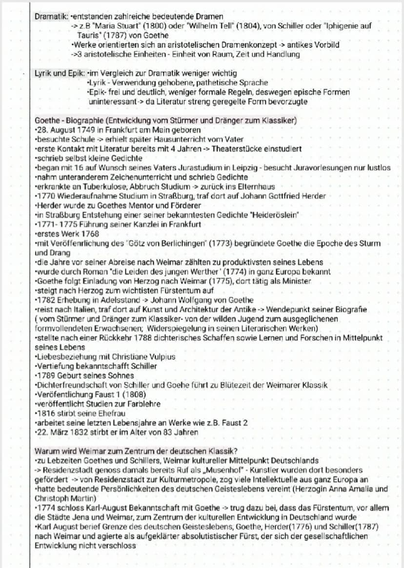 Weimarer Klassik/J.W.v.Goethe
Was bedeutet der Begriff Klassik (allgemein)?
Klassik - Beschreibt die Zeit von 1786-1832
→> Bedeutung: Begrif
